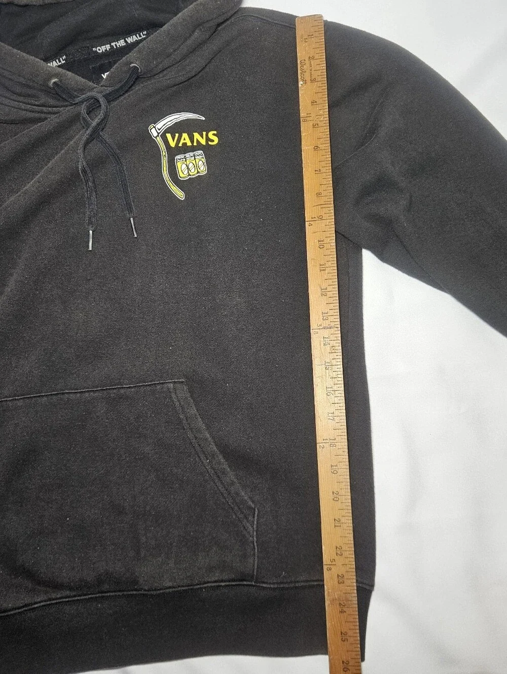 Vans Off The Wall Hoodie Mens Small Black Grim Reaper After Party Beer Graphic